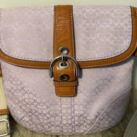 Vintage Coach Lavender Logo Jacquard Canvas Soho Swing Crossbody Bag - Picture 14 of 14